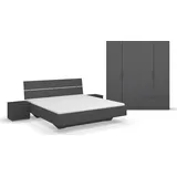 inosign by rauch Schlafzimmer-Set RAUCH Challenger (Set 4-teilig)", grau (grau metallic), Schrankbreite/-höhe 181/197cm + ohne Matratze, B/H: 160cm x 200cm, Holzwerkstoff, Schlafzimmermöbel-Sets, Schrank 2 Breiten, Bett 3 Breiten, 2 Nachttische MADE in GERMANY
