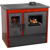 Hosseven Kaminofen mit Backfach und Herdplatte 4050 Lotus Classic Rot Holzofen, 11 kW, Dauerbrand, Holz Ofen Mehrfachbelegung Kamin Heizofen Küchenherd rot