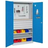 Werkstattschränke, perforiert - 4 Schubladen, 2 Fachböden und Holzböden - W030080006-GCBI