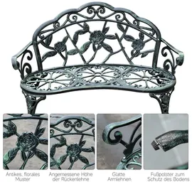 Outsunny Gartenbank Metall Modell 3 100 x 54 x 80 cm antik-grün
