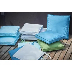 Outdoor BOXKISSEN Basic Streifen weiß/hellblau 50 x 50