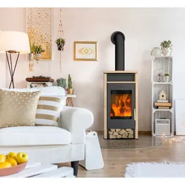 FIREPLACE Santiago Stahl schwarz/Sandstein