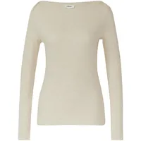 s.Oliver Geripptes Langarmshirt mit U-Boot-Ausschnitt - beige - 42