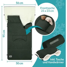 monzana Fußsack Kinderwagen Baby Winter mit Handwärmer Reflektoren Reißverschluss Buggy Waschbar Babyschale Schlafsack Kuschelig, Anthrazit | Monzana