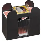 Relaxdays Elektrische Kartenmischmaschine 6 Decks, Gelb,Schwarz,Transparent