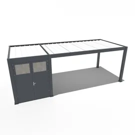 Weide Carport mit Abstellraum Aluminium Pergola 3  x7,2 m Anthrazit 