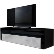 Vladon Valencia Lowboard 155 x 46 x 40 cm Schwarz matt/Hochglanz