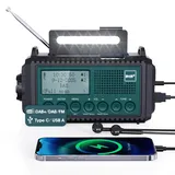 Kurbelradio DAB+/DAB/UKW mit 5000mAh Akku Wiederaufladbare, Notfallradio mit Taschenlampe & Leselicht, Tragbare Camping Radio mit USB Handyladefunktion FM Dynamo, SOS-Alarm für Wandern, Outdoor