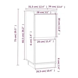 vidaXL Sideboard 31,5x34x75 cm Massivholz Kiefer
