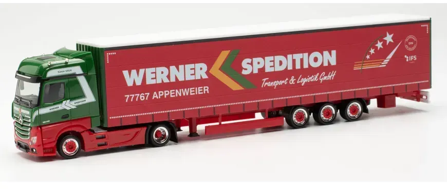 Herpa 317214 1:87 Mercedes-Benz Actros Bigspace 15m Lowliner-Sattelzug "Werner" (Baden-Württemberg/Appenweier)