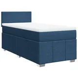 vidaXL Boxspringbett mit Matratze Blau 100x200 cm Stoff