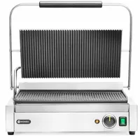 HENDI Kontaktgrill XL, Panini-, sandwich- & Kontaktgrill, Regelbar bis max. 300°C, 230V, 2700W, 548x415x(H)210mm, Edelstahl