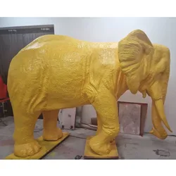 Casa Padrino XXL Deko Skulptur Elefant Gelb 410 cm - Riesige Garten Deko Figur