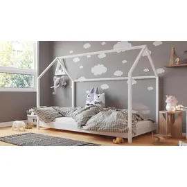 WFL GROUP Kinderbett Bella 90 x 200 cm Kiefer massiv lackiert weiß