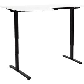 Beliani Eckschreibtisch elektrisch höhenverstellbar DESTINES Weiß / Schwarz 160 cm 109 cm linksseitig