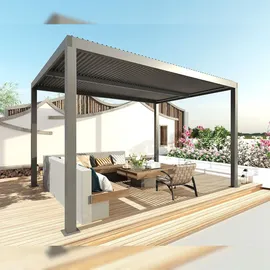 Mendler Pergola HWC-L46 3 x 3 m Grau