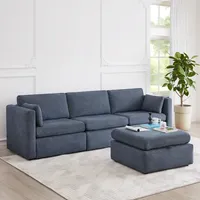 Kislot Oversized Modular Sectional Fabric Sofa Set, FSC Certified Extra Large L Shaped Couch Reversible Chaise Modular Sectional Couch, 112 inch Width,4 Seat Modular Sofa with Storage Ottoman