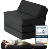 Klappmatratze Schlafsessel mit Bettfunktion Klappbar, Klappsessel mit Schlaffunktion, DYNMC you, (Schlafsofa Schlafsessel Gästebett), Gäste Schlafsessel - Sessel mit Schlaffunktion Klappmatratze Sessel schwarz