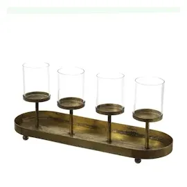 MARELIDA Kerzenständer Advent Kerzenhalter Kerzentablettt Adventskranz gold