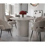 Geriffelter runder Esstisch für Esszimmer SENTO Durchmesser: ø 120 cm Kaschmir - Beige