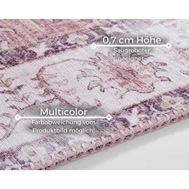 Northrugs Teppich NORTHRUGS "Vivana" Gr. 6, lila (himbeere), B:200cm H:5mm L:290cm, Polyester, Teppiche, Teppich, Orientalisch, Läufer, Vintage, Wohnzimmer, Schlafzimmer, Esszimmer