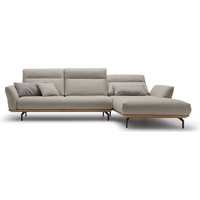hülsta sofa Ecksofa hs.460, Sockel in Nussbaum, Winkelfüße in Umbragrau, Breite 318 cm beige|grau