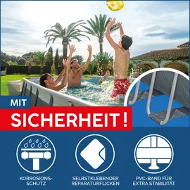 BESTWAY Power SteelTM Solo Pool ohne Zubehör 488 x 244 x 122 cm, Marmor-Optik (Schiefergrau), eckig