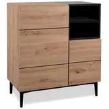 Homestyle4u Sideboard 119 x 84 x 35 cm Eiche / Schwarz