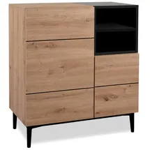 Homestyle4u Sideboard 119 x 84 x 35 cm Eiche / Schwarz
