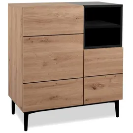 Homestyle4u Sideboard 119 x 84 x 35 cm Eiche / Schwarz