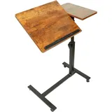 Laptoptisch höhenverstellbar Notebooktisch 6034.558/90cm Neigungsständer,Mobiles Rednerpult mit Rollen Retro-Gelb