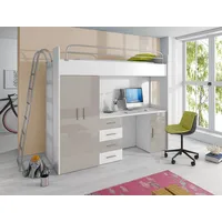 Compleo Jugendbett Hochbett mit einer Leiter, Kleiderschrank und Schreibtisch MOES, Kinderzimmmer, Jugendzimmer beige