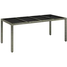 vidaXL Gartentisch mit Glasplatte Grau 190x90x75 cm Poly Rattan