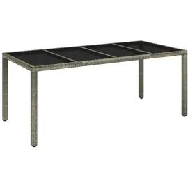 vidaXL Gartentisch mit Glasplatte Grau 190x90x75 cm Poly Rattan