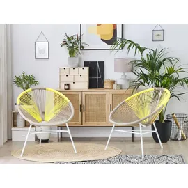 Beliani Acapulco Gartenstuhl 76 x 76 x 85 cm beige/gelb 2 St.