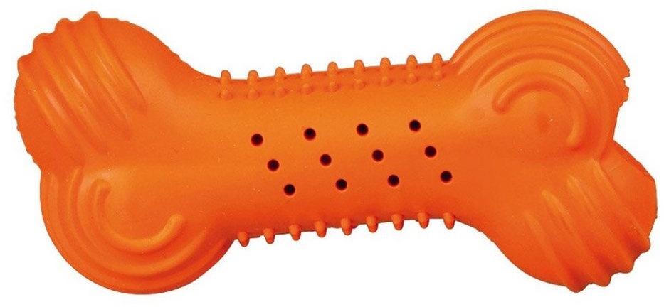 TRIXIE Spielknochen Knister-Knochen, Naturgummi, Maße: 11 cm / Farbe: orange