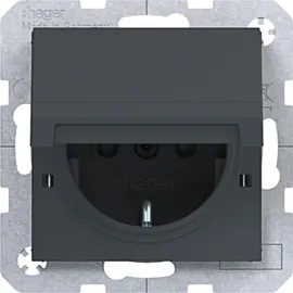Hager Schuko-Steckdose mit Klappdeckel Anthrazit Matt