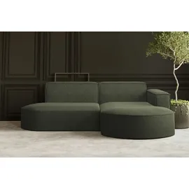 Kaiser Möbel Ecksofa, Sofa L form, Couch L form MODENA L STUDIO stoff Neve Olive Rechts