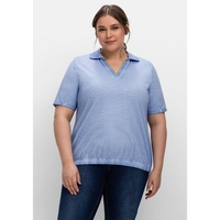 sheego T-Shirt Große Größen mit Polokragen, im Used-Look blau 40/42