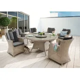 Destiny Luna 6 Sessel + Tisch Ø150x75cm natur meliert