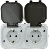 REV Ritter Doppelsteckdose Aufputz IP44 Grau