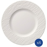 Villeroy & Boch Manufacture Rock Frühstücksteller 6 Stück, 22 cm, Premium Porzellan, Weiß