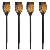Outsunny Solarleuchte, Gartenlicht, 4er-Set Lampe, 6–8 h, IP44 Wasserfest, Kunststoff, Schwarz, Ø12 x H78 c
