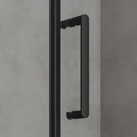 SoGood doporro Nischentür Duschabtrennung 100x195 cm mit Schiebetür 8mm ESG-Sicherheitsglas Klarglas Duschwand schwarz inkl. Nano-beschichtung Teramo19K schwarz