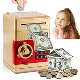 YUNYODA Elektronische Sparbüchse für Kinder, Digitale Sparschweinbox mit Passwort Große elektrische Geldautomat Geldautomat Bankautomat, automatische Geldmünzsparkassen für Kinder Geschenke