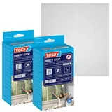 Tesa INSECT STOP 2-in-1 Pollen- und Fliegengitter Premium - zuschneidbarer, transparenter Pollenschutz für Allergiker - inkl. selbstklebendem Klettband - Anthrazit - 2x 130 x 150 cm