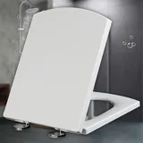 YISUPP Toilettendeckel Absenkautomatik Weiß Klodeckel Eckig Toilettensitz Absenkautomatik Quick Release Klodeckel Einfache Montage Antibakteriell,White-39.5~46.5 * 34.5cm