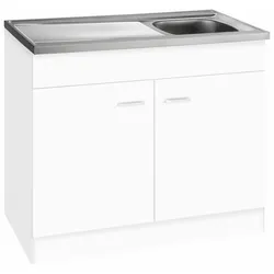 Spülenschrank KOCHSTATION "KS-Elster", weiß, B:100cm H:85cm T:60cm, Holzwerkstoff, Schränke, Breite 100 cm