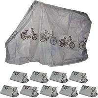 Relaxdays 10 x Fahrradgarage aus Polyethylen, reißfeste Schutzhülle, Sonnenschutz, robuste Abdeckung, 200 x 115 cm, Grau