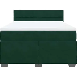 vidaXL Boxspringbett 140 x 200 cm Dunkelgrün